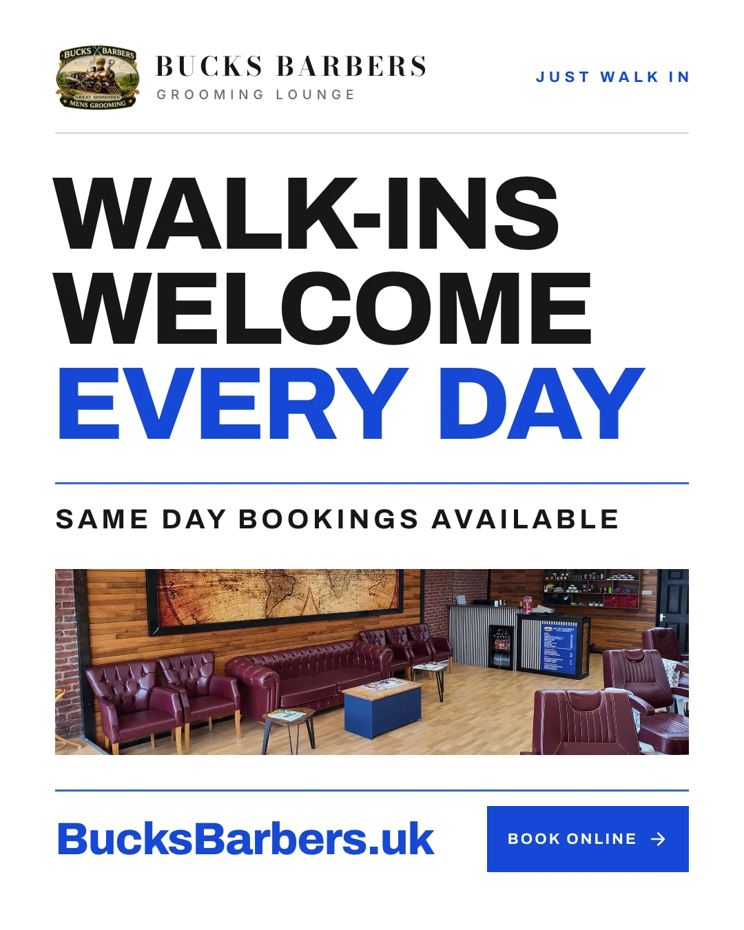 Instagram post: Walk-ins welcome every day