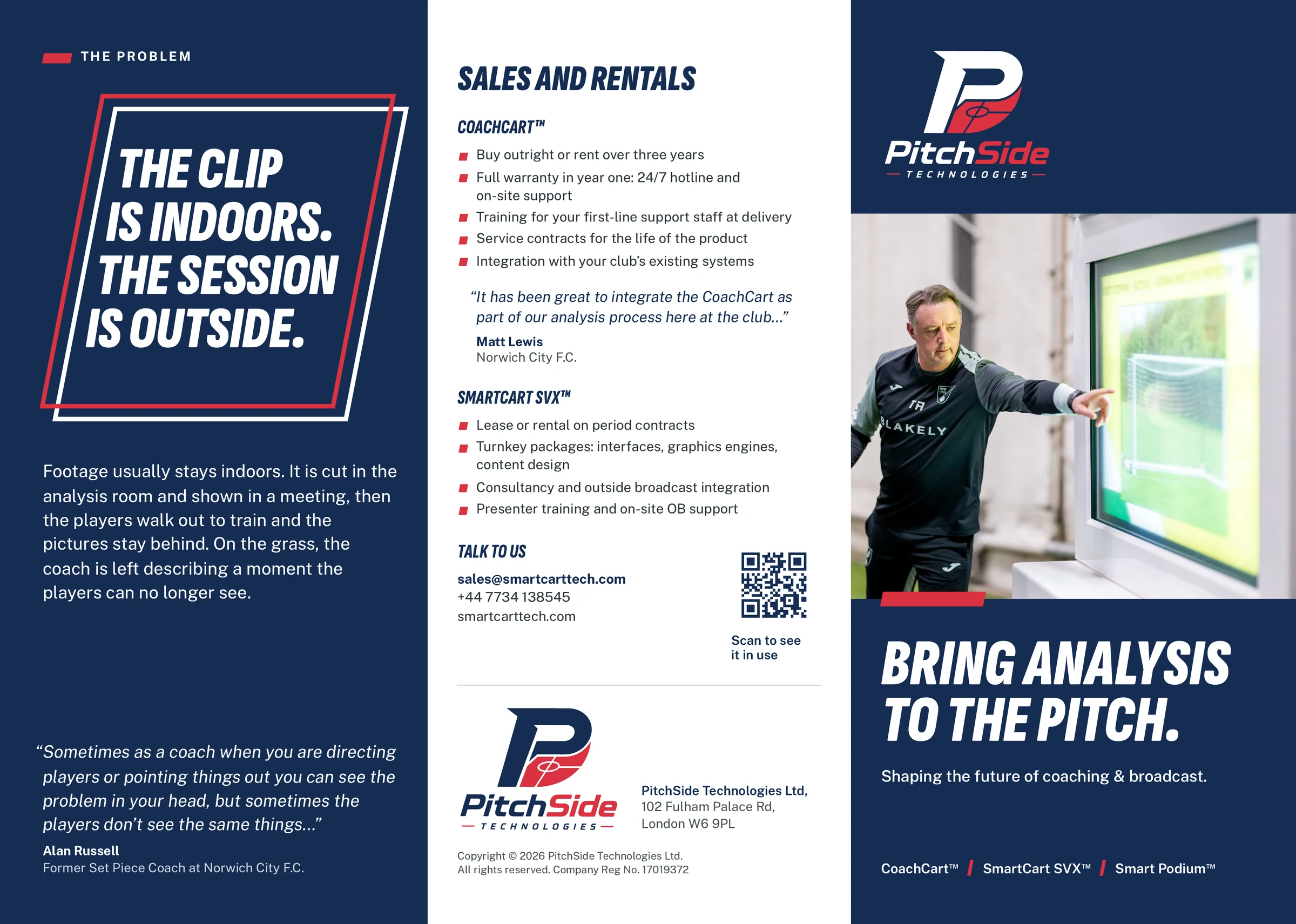 The outside of the tri-fold leaflet: The clip is indoors, the session is outside