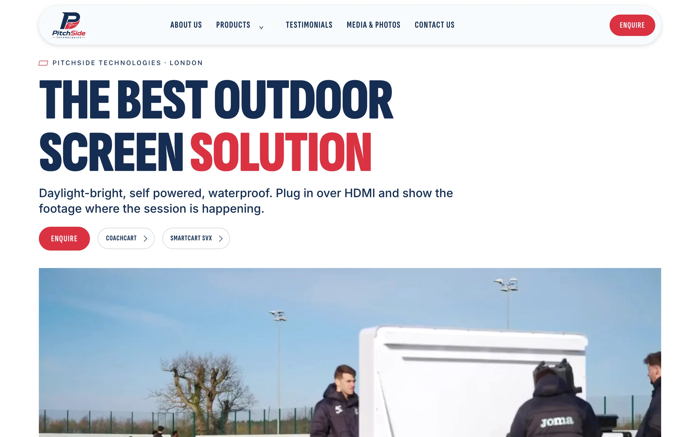 The PitchSide Technologies home page: The best outdoor screen solution