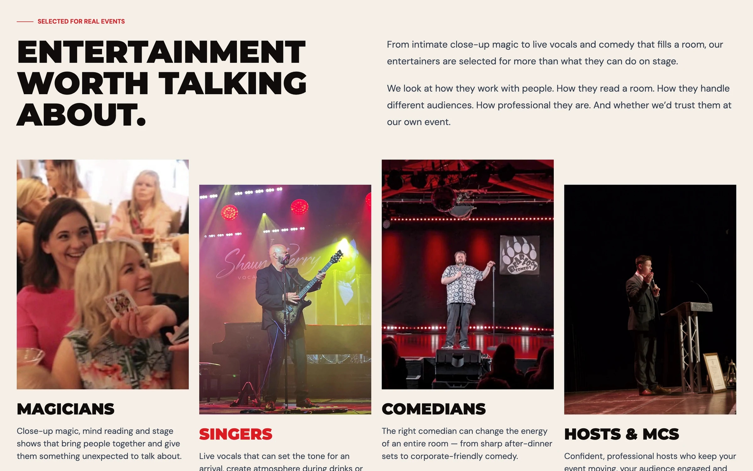 Entertainment worth talking about: magicians, singers, comedians, hosts and MCs